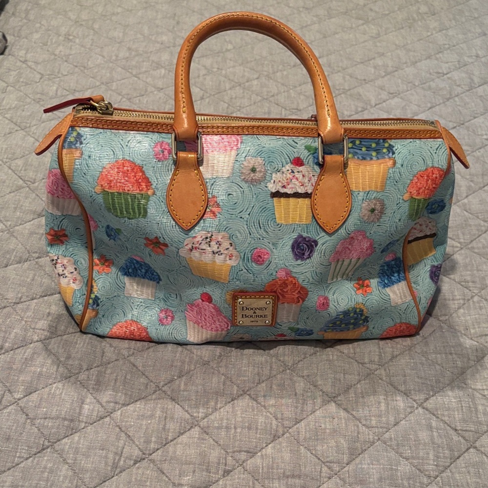 Limited Edition Dooney & Bourke Blue Cupcake Print Satchel